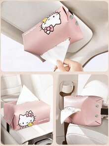 SANRIO Hộp đựng khăn giấy gắn tay vịn xe hơi dễ thương, có dây buộc, giá đựng khăn giấy ô tô - Nhiều kiểu dáng - Xem 4