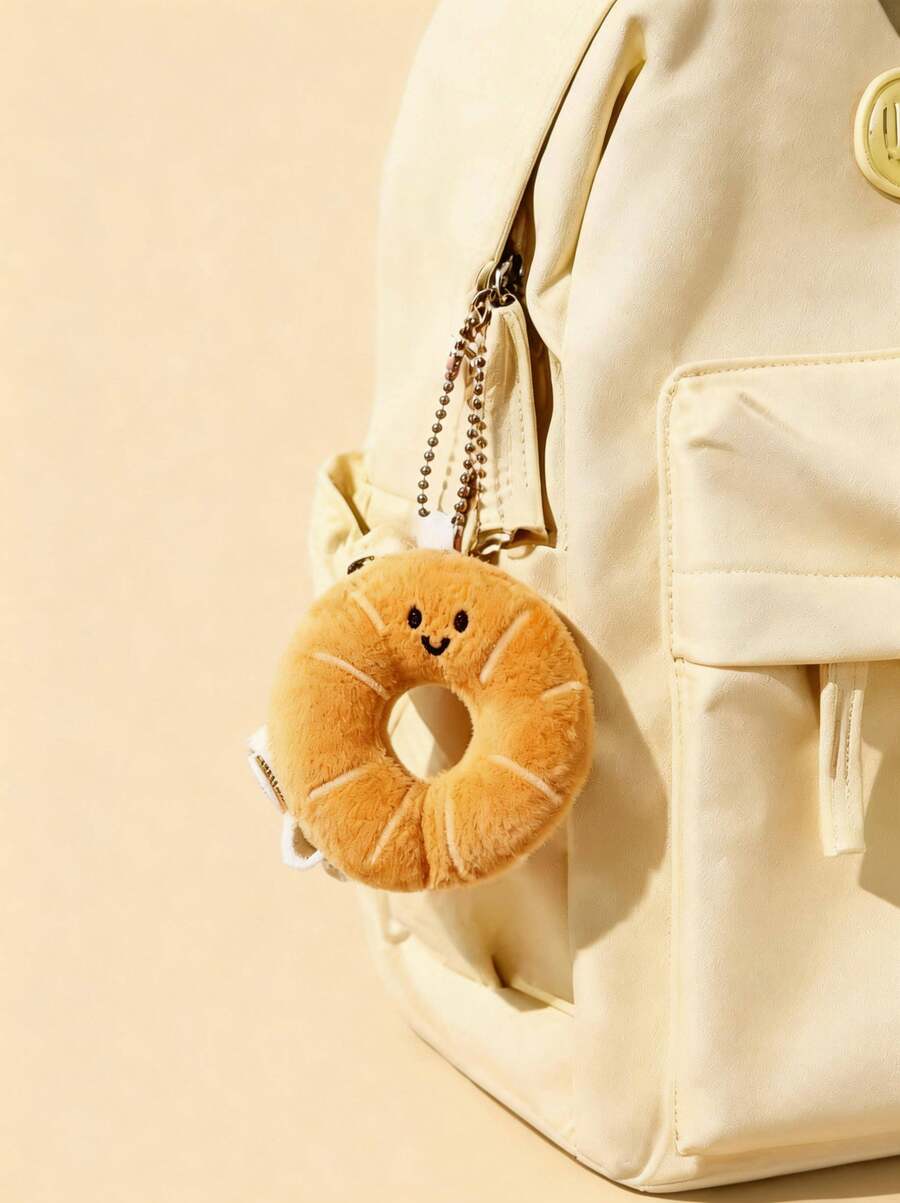 POKOJA LAND Cute Bread Plush Charm Set & Donut  W/Strap - Kawaii Food Stuffed Toy Gift For Bag Backpack Purse Decor - Multicolor - View 1