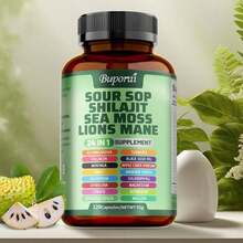 BUPORAI Soursop Shilajit Sea Moss Lion's Mane - Has Natural Antioxidant Properties To Boost Immunity And Support Cell Regeneration - 120pcs - 一瓶 - 試用階段 - 查看 1