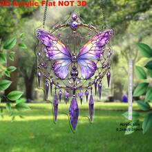 1pc 2D Flat Rather Than 3D Stereoscopic Bohemian Purple Butterfly Wind Chime - Acrylic Printing Decorative Craft, Suitable For Hanging In Indoor, Bedroom, Living Room Windows, A Perfect Gift For Mother - 2D Flat Purple Butterfly Wind Chime Dreamcatcher - View 5