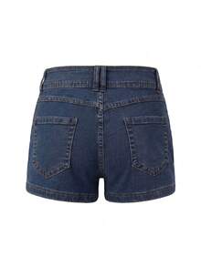 Women's Y2K Vintage Denim Shorts With Pockets, Mini Denim Shorts Summer Casual Loose Fit Short Jeans Sexy  Chic Jorts Stylish Solid Color Mid Rise Jean Shorts - 藍色 - 查看 4