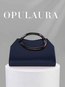 OpulAura 女士优雅藏蓝色真皮手提包，奢华丝绒晚宴包，适合搭配正式礼服、参加婚礼、生日派对和毕业舞会。 - 藏蓝色 - 查看 9