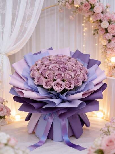 30pcs/12pcs/6pcs/1pc New Purple Series Mixed Thin Paper Gift Wrapping Paper, Suitable For Graduation Ceremony, Mother's Day, Birthday Party, Valentine's Day, Wedding, Party, Gift Bag Decoration And Handmade Bouquet Decoration, Wedding Packaging