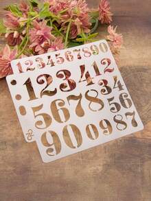 1/4/8pcs Printed Letter Outline Stencils - Durable Plastic Numbers & Symbols For DIY Crafts, Calligraphy, Writing Practice - Suitable For Beginners & Professionals, Reusable For Painting, Handmade, Sign Making, Wall Decor, Scrapbooking, Includes 0-9 Numbers & Various Symbols - Hollow Template - View 12