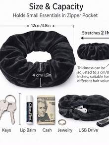 1 pieza Coletero de mujer de terciopelo en negro, caqui y estampado de leopardo rosa, multifuncional para almacenamiento, fitness, viaje, bolsillo y decoración, nuevo accesorio de moda minimalista de unicolor - Multicolor - Ver 5