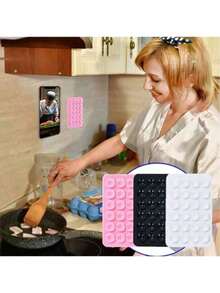 1pc Double-Sided Silicone Phone Suction Cup Accessory, Suction Phone Case Holder, Free Sticky Phone Handle, Mobile Finger Grip, Suitable For Selfies And Videos - Multicolor - View 5