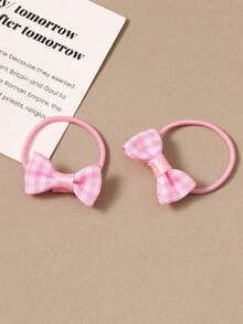 2 chiếc dây buộc tóc nơ hình vũ công ba lê màu hồng, phụ kiện buộc tóc đuôi ngựa dễ thương. - Hồng - Xem 11