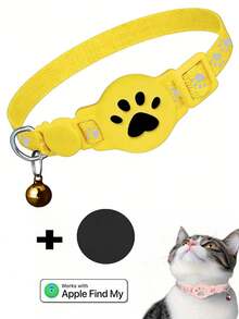 1pc Adjustable Reflective Cat Collar, Pet Cat Locator Collar Compatible With Apple Find My Tracker, 7-9 Inch Animal Print Reflective Collar, Detachable Cat Collar, IOS System Only, No App Required, One-Click Direct Use - Multicolor - View 16