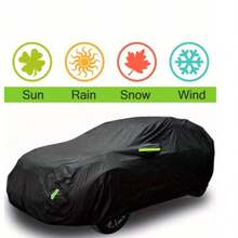 SUV Car Cover, Waterproof, Rainproof, Sunproof, Snowproof, Suitable For SUV And Outdoor Vehicles, Protects Against Snow, Rain, UV Rays, Dust, High-Quality Full Car Cover With Reflective Strips And Windproof Strap - Black - View 3