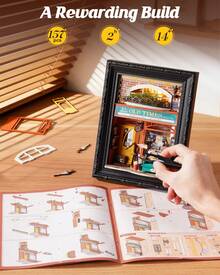 Robotime DIY Modular Miniature House Kit – Snow Party (DP005) & Santa's Toy Shop (DP006) 3D Puzzle Set With Touch-Sensitive LED Lights, A Homemade Christmas Decoration Gift - Old Times Bookstore - View 7