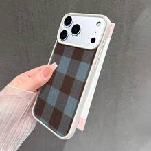 Funda para teléfono: Textura de tela a cuadros marrón y azul, diseño único y moderno.Compatible con iPhone 17/17 Pro/17 Pro Max/17 Air/16/16 Pro/16 Pro Max/16 Plus/15/15 Plus/15 Pro/15 Pro Max/14/14 Pro/14 Pro Max/13/12/11.Resistente a caídas - Color mixto 1 - Ver 5
