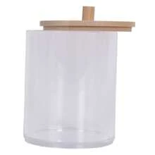 3-Piece Cotton Swab Holder Set With Bamboo Lid And Transparent Acrylic - A - 查看 5