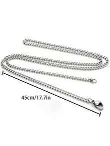 1pc Men's Minimalist Stainless Steel Cuban Link Chain Necklace, Hip Hop Punk Style Accessory, Casual Daily Wear, Perfect Gift, Available In Multiple Sizes - Silver - View 10