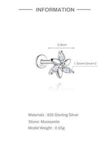 1 đôi bông tai đinh tán hình ngôi sao bằng bạc sterling 925 đính đá Moissanite 0.1 carat, mạ vàng 18K, đáy phẳng, thích hợp đeo hàng ngày, dự đám cưới, tiệc tùng, lễ đính hôn, kỷ niệm, ngày Valentine và các dịp khác. - Bạc - Xem 21