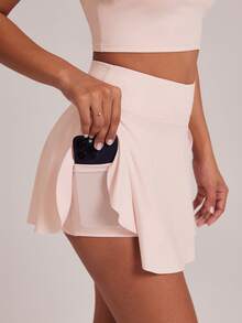 VUTRU Camisole With Padded Bra Sports Set, Vest And Mini Skirt, Sportswear For Tennis And Fitness - Baby Pink - View 6
