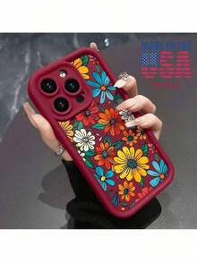 Funda para iPhone 16 Pro Max 16e 15 Plus 14 13 12 11 XS Max XR X Grupo de flores coloridas Ajuste magnético Patrón a prueba de golpes Silicona suave Funda protectora para smartphone Regalo, válido para apple 11/12/13/14/15/16/17 series individuales - 1 unidad - Ver 4