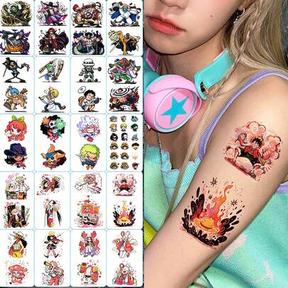 bandai 30张可重复使用的防水卡通贴纸，色彩缤纷，包含勇敢的战士、酷炫的厨师、可爱的小鹿、优雅的女士、火焰小队等卡通人物，适合粉丝见面会、节日、派对礼品，非常适合送给男孩、女孩、教师节礼物、礼品袋填充物、生日独特礼物（镜像印刷，粘贴后自动竖立）。