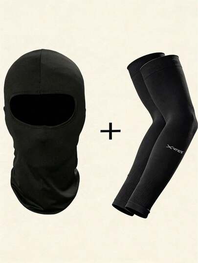 Set de 2 piezas Máscara facial + Funda para mangas Barakalaf, Cubierta de cuello refrescante de verano, Protección UV universal para motocicleta y bufanda para esquí para hombres y mujeres, Máscara facial completa y cubierta de cuello para protección UV en verano, Adecuado para conducir y montar, Aplicable a motocicletas y snowboard.