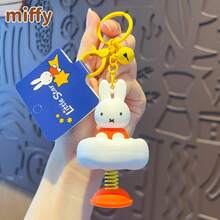 MIFFY 官方米菲点头娃娃背包挂件钥匙扣桌面汽车装饰，可爱礼物。日系可爱蓝色连衣裙米菲点头娃娃，带弹簧底座，可摇摆，精致PVC 3D人物汽车内饰装饰，带粘性底座 - 彩色 - 查看 14
