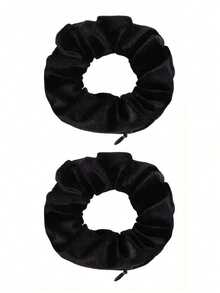 1pc Black Velvet Zipper Hair Scrunchie, Hidden Pocket Hair Tie Can Store Money, Keys, Lipstick Etc, Soft Elastic Hair Band Suitable For Daily Wear, Travel, Sports, Cute & Practical Hair Accessory, Minimalist Wristband, Ideal Gift For Friends - Multicolor - View 10
