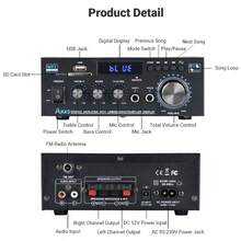 300W 2-Channel Wireless Bluetooth 5.0 Stereo Audio Amplifier, Home Audio Power Amplifier With FM Radio, USB, SD Card, Remote Control For Home Theater Sound System - EU C Type Plug(220-240V) - View 7