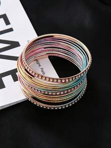1 Set de Pulsera Multicapa, Pulseras Brazaletes de Moda Apilables, Accesorios de Hip Hop - Multicolor - Ver 4