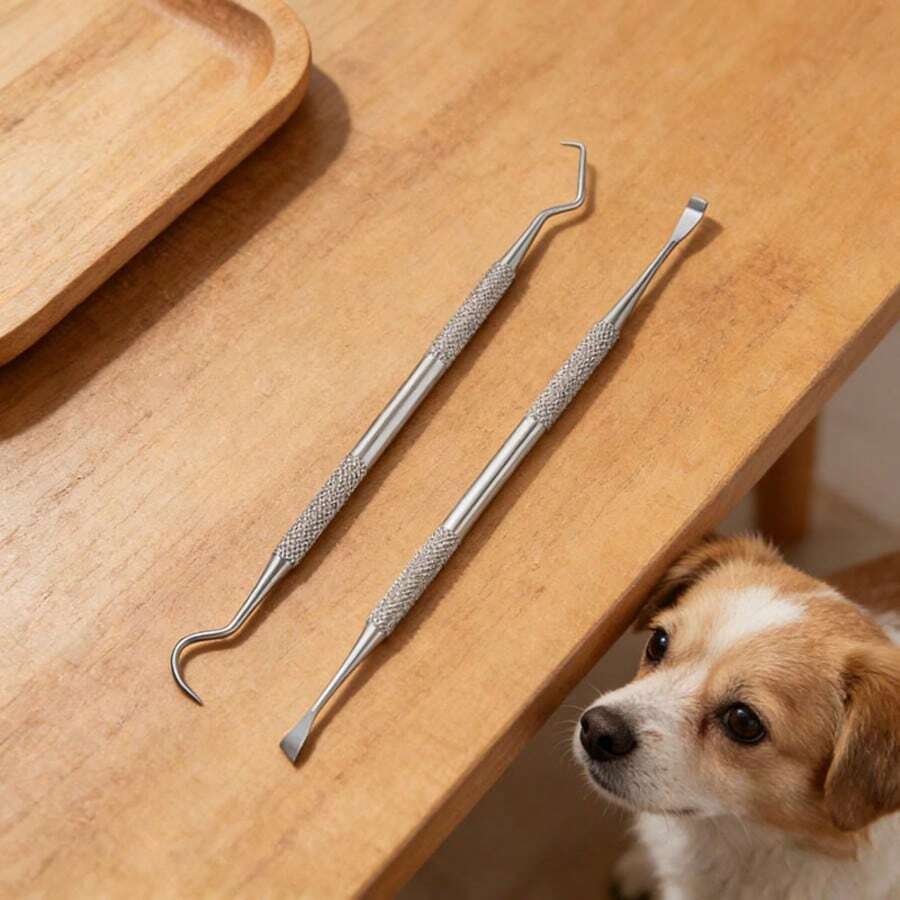 不锈钢宠物口腔清洁工具，宠物牙垢去除工具，可清洗不锈钢牙齿刮刀 - 查看 1