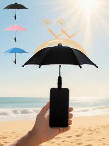 Porte-téléphone portable parapluie, parapluie mignon imperméable anti-éblouissement avec support de téléphone, mini parapluie avec protection UV, convient pour la pluie légère, pare-soleil universel pour téléphone, visière anti-éblouissement pour téléphone portable pour l'extérieur, accessoire essentiel de voyage, de fitness et d'étude, nécessité pour les vacances et le camping, choix de printemps et d'été, cadeaux pour demoiselles d'honneur - multicolore - Voir 1
