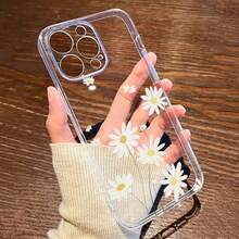 1pc Minimalist Fresh Daisy Flower Transparent Soft Phone Case - Clear - View 4