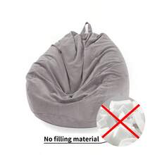 1 pieza Funda de silla de puf de estilo bohemio de lona con cremallera - Pana, funda lavable adecuada para almacenamiento de ropa vieja y juguetes de peluche, sin relleno - Cesta de almacenamiento multifuncional - Gris Claro - Ver 8