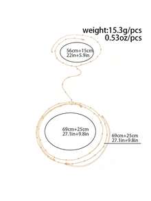 2pcs Minimalist Chain Bikini Body Chain, Sexy Beach Holiday Party Club Accessories (Beaded Chain Length Customized According To Size, Bead Quantity May Vary) - Yellow Gold - View 6