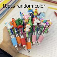 1pc/10pcs/20pcs Cute Cartoon Animal Head 4-Color Party Costume Props, Photo Props, Children's Birthday Gift, Mini Colorful 4-In-1 Writing Tool, 4-Color Ballpoint Pen, Writing Tool, Student Stationery Gift Prize, Transparent Barrel 4-Color - Transparent - View 10