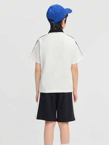 Balabala Kids Summer Short Sleeve Set 2026, Quick-Dry Top & Shorts, Lightweight Breathable, Soft Comfortable Everyday Wear - Black and White - View 5