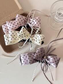 3pcs Elegant Polka Dot Bow Banana Hair Clips, Suitable For Daily Use - Multicolor - View 6