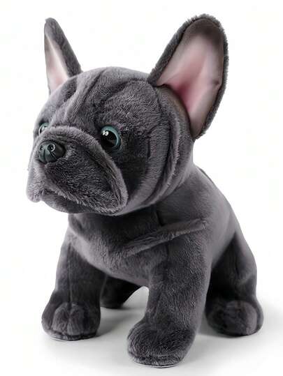 22cm/8.67in French Bulldog Plush Stuffed Animal Toy - Soft And Realistic French Bulldog Puppy Toy With Expressive Eyes, Rough Black And Gray Fur Texture, Soft Beige Fluffy Ears - Ideal Gift For Birthday, Christmas, Ventriloquism Practice - Durable And Adorable Pet Companion For Boys And Girls