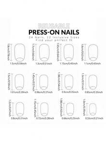 24Pcs Press On Nails, Round Shape False Nails, Quick Manicure Stickers For Party Press On Nails - Multicolor - View 6