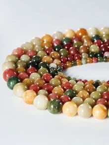 1 Strand Colorful Alxa Round Beads Healing & Energy Gemstone, Colored Natural Stone Loose Beads For Bracelet, Necklace, Jewelry, Phone Strap, Keychain Handmade DIY Jewelry Making Accessories 4mm 6mm 8mm 10mm - Multicolor - View 6