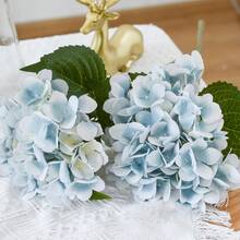 1pc Lifelike Hydrangea Flower Stem, White & Light Blue Artificial Hydrangea Flower Head, Suitable For Home, Kitchen, Wedding Decor, Plastic Spherical Flower, No Battery Or Power Required, Perfect For Valentine's Day And Seasonal Decoration - Baby Blue - View 2