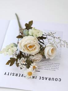 1PC Artificial Rose Sunflower, Rose Daisy Bouquet, DIY Wedding Decoration Wreath Materials, Bridal Handheld Flowers, Wrist Flowers, Chest Flowers, Headflower Decoration Accessories, Wedding Car Decoration, Door Arch Decoration, Home, Restaurant, Bedroom, Vase Decoration, Birthday Party Decoration Materials, Valentine's Day And New Year Gifts, Valentine's Day Gifts, Graduation Gifts - White - View 4
