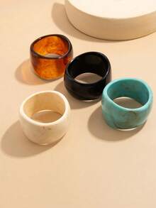 1pc/4pcs/Set Bohemian Geometric Asymmetrical Arc Resin Cuff Bracelet, Luxurious Casual Party Women Couples Wedding Holiday Versatile Metal Jewelry Bracelet Gift (The Material And Color Of The Bracelet Are Subject To The Actual Product) - Mint Green - View 3