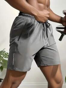 3pcs Boyfriend Style Men's Lightweight Soft Quick-Dry Running Shorts For Summer Workout & Fitness Sports - Grey - View 2