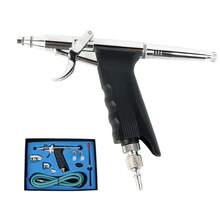 Bộ dụng cụ phun sơn chuyên nghiệp 116AK với vòi phun 0.2mm/0.3mm/0.5mm và ống dẫn khí không mùi dài 1.8m, thích hợp cho trang trí bánh, nghệ thuật vẽ móng, hình xăm tạm thời, vẽ mô hình, tự làm giày - Thiết kế điều khiển chính xác và dễ dàng vệ sinh - Bạc - Xem 2