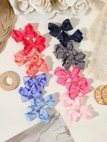 20pcs Large Bowknot Hair Clips For Girls, Wide Satin Ribbon Big Bow Hair Clips, Hair Accessories - Multicolor - View 4