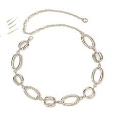 1 pièce Chaîne de taille en métal ovale, accessoire mode minimaliste pour robe de costume, ceinture de taille en alliage de zinc de couleur unie décontractée pour femmes, toutes saisons - Même style décliné en plusieurs couleurs - Voir 8