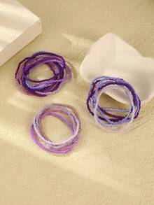 20pcs Bohemian Style Beaded Stacking Bracelets For Women - Purple - View 4