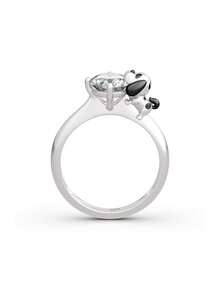 1pc Creative Personalized Ring, "Cute Fox Hugging 1 Carat Round Cubic Zirconia Ring" Jewelry Gift For Her - Silver - View 27