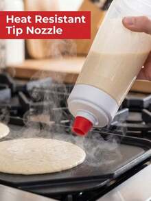 Effortless Baking Bottle With Stainless Steel  For 30s Fast Batter Mixing Sleek Clear Durable Plastic Batter Dispenser For Culinary Enthusiasts And Families Non-Drip Precise Pour Pancake Mixer Bottle Perfect For Crepes Waffles And Breakfast Prep Kitchen Gadgets Baking Bottle - 白色 - 查看 5