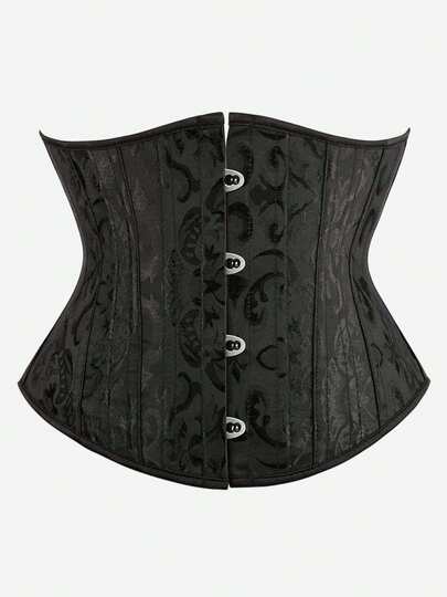 1pc Women's Short Jacquard Cinched Waist Belt, Sexy Elegant Waist Cincher, Steel Boned Slimming Waist Trainer, Suitable For Parties, Gatherings, Music Festivals, Wedding Season, Corset Top