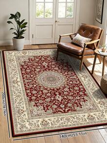 1 pieza de Alfombra rectangular vintage de estilo desgastado en poliéster rojo, fácil de limpiar y lavar a máquina, adecuada para pasillo, mesita de noche, sala de estar, dormitorio, decoración del hogar, decoración de habitaciones - Multicolor - Ver 20