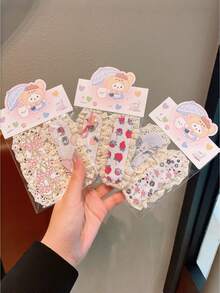 2pcs Teen Girls Fresh Floral Print Magic Hair Stickers, All-Match Bangs Fixing Hair Accessories - Multicolor - View 3